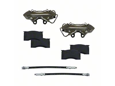 LEED Brakes 4-Piston Front Brake Calipers with Semi-Metallic Brake Pads; Zinc Plated (64-67 Mustang w/ Front Disc Brakes & 5-Lug)