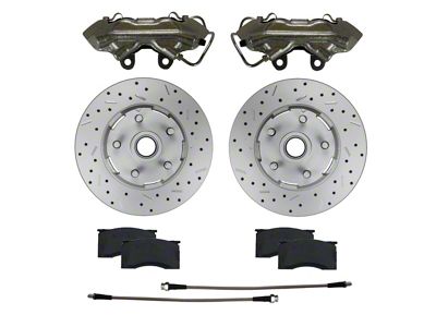 LEED Brakes MaxGrip XDS Brake Rotor, Pad and 4-Piston Caliper Kit; Front; Zinc Plated Calipers (64-67 V8 Mustang w/ Front Disc Brakes & 5-Lug)
