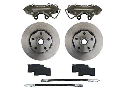 LEED Brakes Vented Brake Rotor, Pad and 4-Piston Caliper Kit; Front; Zinc Plated Calipers (64-67 V8 Mustang w/ Front Disc Brakes & 5-Lug)