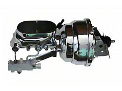 LEED Brakes 8-Inch Dual Power Brake Booster with 1-1/8-Inch Dual Bore Flat Top Master Cylinder and Side Mount Valve; Chrome Finish (68-74 Chevy II, Nova w/ Front Disc & Rear Drum Brakes)
