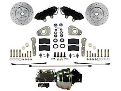 LEED Brakes 4-Piston Power Front Disc Brake Conversion Kit with MaxGrip XDS Rotors for Factory Manual Brakes and Y Blocks; Black Calipers (57-59 Ranchero)