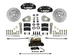 LEED Brakes MaxGrip Lite 4-Piston Manual Front Disc Brake Conversion Kit with MaxGrip XDS Rotors; Black Calipers (58-60 Thunderbird)