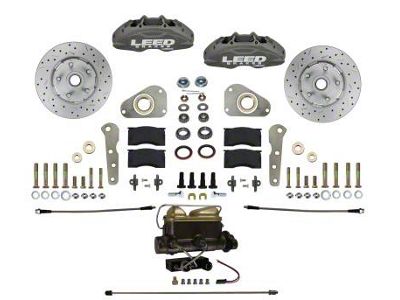 LEED Brakes Manual MaxGrip Lite 4-Piston Front Disc Brake Conversion Kit with MaxGrip XDS Rotors; Anodized Calipers (58-60 Thunderbird)