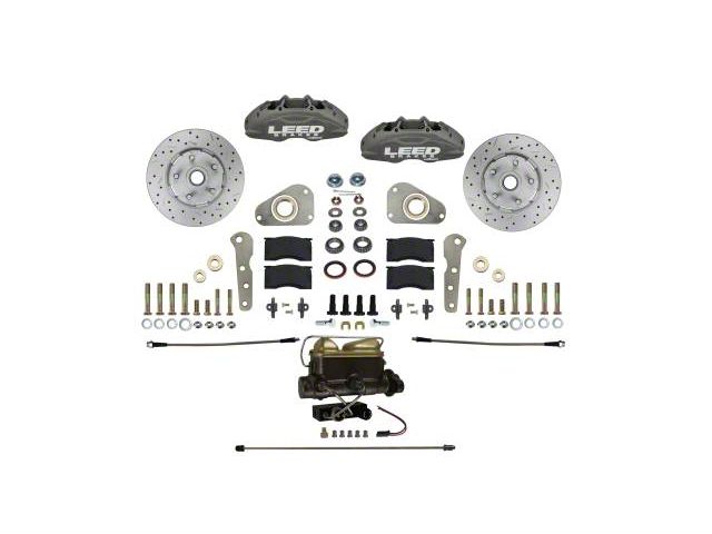 LEED Brakes Manual MaxGrip Lite 4-Piston Front Disc Brake Conversion Kit with MaxGrip XDS Rotors; Anodized Calipers (58-60 Thunderbird)