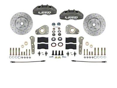 LEED Brakes MaxGrip Lite 4-Piston Manual Front Spindle Mount Disc Brake Conversion Kit with MaxGrip XDS Rotors; Anodized Calipers (58-60 Thunderbird)