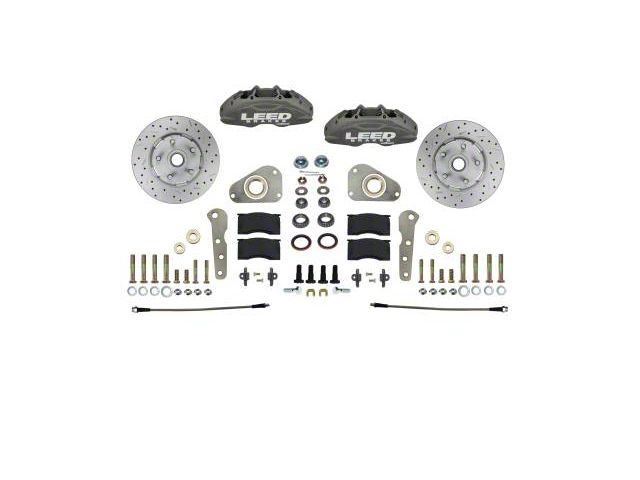 LEED Brakes MaxGrip Lite 4-Piston Manual Front Spindle Mount Disc Brake Conversion Kit with MaxGrip XDS Rotors; Anodized Calipers (58-60 Thunderbird)