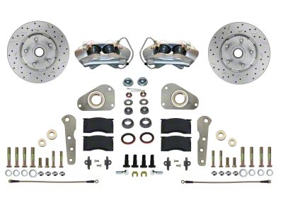 LEED Brakes 4-Piston Front Spindle Mount Disc Brake Conversion Kit with MaxGrip XDS Rotors; Zinc Plated Calipers (58-60 Thunderbird)