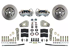 LEED Brakes 4-Piston Front Spindle Mount Disc Brake Conversion Kit with Vented Rotors; Zinc Plated Calipers (58-60 Thunderbird)
