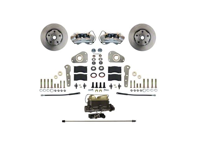 LEED Brakes 4-Piston Manual Front Disc Brake Conversion Kit with Vented Rotors; Zinc Plated Calipers (58-60 Thunderbird)