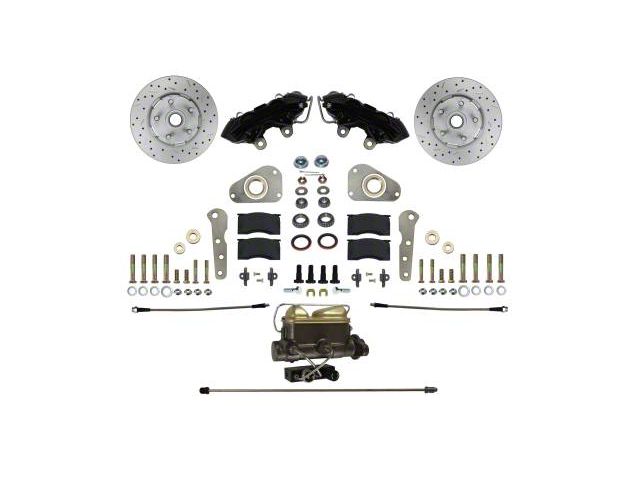 LEED Brakes Manual Front Disc Brake Conversion Kit with MaxGrip XDS Rotors; Black Calipers (58-60 Thunderbird)