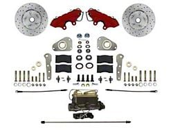 LEED Brakes Manual Front Disc Brake Conversion Kit with MaxGrip XDS Rotors; Red Calipers (58-60 Thunderbird)