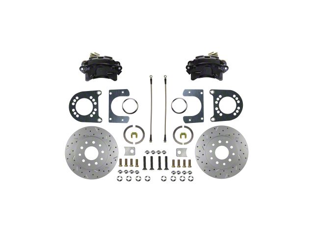 LEED Brakes Rear Disc Brake Conversion Kit with MaxGrip XDS Rotors for Ford 9-Inch Large Bearing Rear Axle; Black Calipers (58-71 Thunderbird)