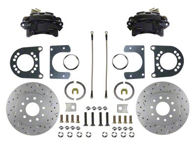 LEED Brakes Rear Disc Brake Conversion Kit with MaxGrip XDS Rotors for Ford 9-Inch Large Bearing Rear Axle; Black Calipers (58-71 Thunderbird)