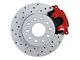 LEED Brakes Rear Disc Brake Conversion Kit with MaxGrip XDS Rotors for Ford 8 and 9-Inch Small Bearing Rear Axles; Red Calipers (58-71 Thunderbird)