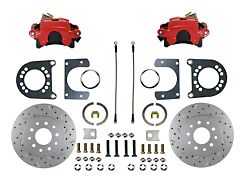 LEED Brakes Rear Disc Brake Conversion Kit with MaxGrip XDS Rotors for Ford New Style 9-Inch Large Bearing Rear Axles; Red Calipers (58-71 Thunderbird)
