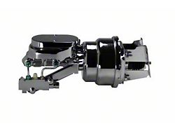 LEED Brakes 7-Inch Dual Power Brake Booster with 1-1/8-Inch Dual Bore Flat Top Master Cylinder and Side Mount Valve; Chrome Finish (55-57 150, 210, Bel Air, Nomad w/ Front Disc & Rear Drum Brakes)