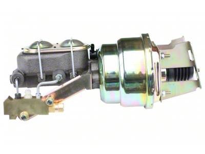 LEED Brakes 7-Inch Dual Power Brake Booster with 1-1/8-Inch Dual Bore Master Cylinder and Side Mount Valve; Zinc Finish (55-57 150, 210, Bel Air, Nomad w/ Front Disc & Rear Drum Brakes)