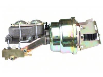 LEED Brakes 7-Inch Dual Power Brake Booster with 1-1/8-Inch Dual Bore Master Cylinder and Side Mount Valve; Zinc Finish (55-57 150, 210, Bel Air, Nomad w/ 4-Wheel Disc Brakes)