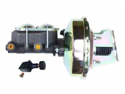 LEED Brakes 9-Inch Single Power Brake Booster with 1-1/8-Inch Dual Bore Master Cylinder and Adjustable Valve; Zinc Finish (55-57 150, 210, Bel Air, Nomad)