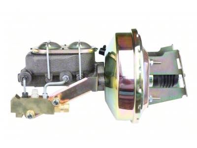 LEED Brakes 9-Inch Single Power Brake Booster with 1-1/8-Inch Dual Bore Master Cylinder and Side Mount Valve; Zinc Finish (55-57 150, 210, Bel Air, Nomad w/ Front Disc & Rear Drum Brakes)