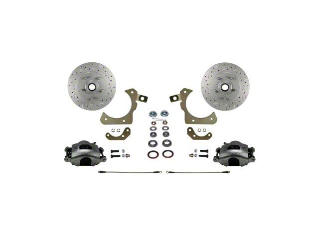 LEED Brakes Front Spindle Mount Disc Brake Conversion Kit with MaxGrip XDS Rotors; Zinc Plated Calipers (55-57 150, 210, Bel Air, Nomad)