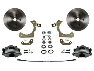LEED Brakes Front Spindle Mount Disc Brake Conversion Kit with Vented Rotors; Zinc Plated Calipers (55-57 150, 210, Bel Air, Nomad)