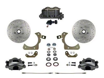 LEED Brakes Manual Front Disc Brake Conversion Kit with Adjustable Valve and MaxGrip XDS Rotors; Zinc Plated Calipers (55-57 150, 210, Bel Air, Nomad)