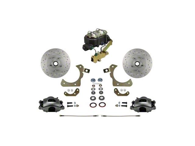 LEED Brakes Manual Front Disc Brake Conversion Kit with Side Mount Valve and MaxGrip XDS Rotors; Zinc Plated Calipers (55-57 150, 210, Bel Air, Nomad w/ Front Disc & Rear Drum Brakes)