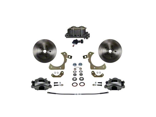 LEED Brakes Manual Front Disc Brake Conversion Kit with Adjustable Valve and Vented Rotors; Zinc Plated Calipers (55-57 150, 210, Bel Air, Nomad)