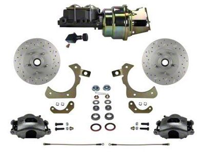 LEED Brakes Power Front Disc Brake Conversion Kit with Adjustable Valve and MaxGrip XDS Rotors; Zinc Plated Calipers (55-57 150, 210, Bel Air, Nomad)