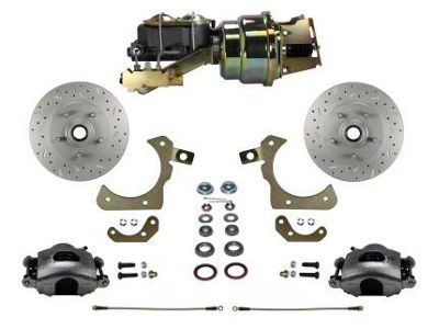 LEED Brakes Power Front Disc Brake Conversion Kit with Side Mount Valve and MaxGrip XDS Rotors; Zinc Plated Calipers (55-57 150, 210, Bel Air, Nomad w/ Front Disc & Rear Drum Brakes)