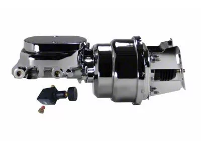 LEED Brakes 7-Inch Dual Power Brake Booster with 1-1/8-Inch Dual Bore Flat Top Master Cylinder and Adjustable Valve; Chrome Finish (60-66 C10, K10)