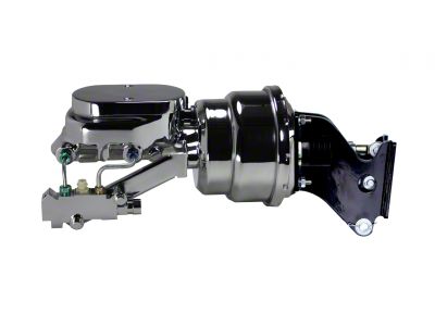 LEED Brakes 7-Inch Dual Power Brake Booster with 1-1/8-Inch Dual Bore Flat Top Master Cylinder and Side Mount Valve; Chrome Finish (67-72 Blazer, C10, Jimmy, K10 w/ Front Disc & Rear Drum Brakes)