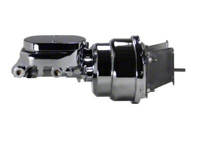 LEED Brakes Compact-10 Series 7-Inch Dual Power Brake Booster with 1-1/8-Inch Dual Bore Flat Top Master Cylinder; Chrome Finish (67-72 Blazer, C10, Jimmy, K10)