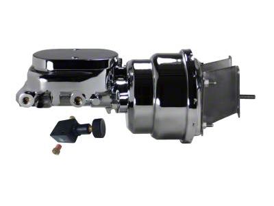 LEED Brakes Compact-10 Series 7-Inch Dual Power Brake Booster with 1-1/8-Inch Dual Bore Flat Top Master Cylinder and Adjustable Valve; Chrome Finish (67-72 Blazer, C10, Jimmy, K10)