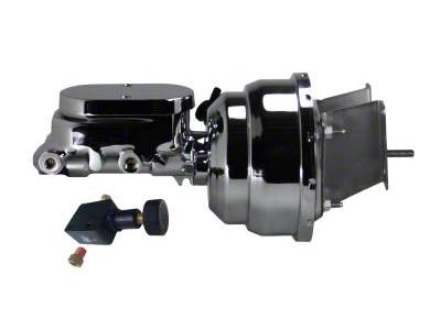 LEED Brakes Compact-10 Series 8-Inch Dual Power Brake Booster with 1-1/8-Inch Dual Bore Flat Top Master Cylinder and Adjustable Valve; Chrome Finish (67-72 Blazer, C10, Jimmy, K10)