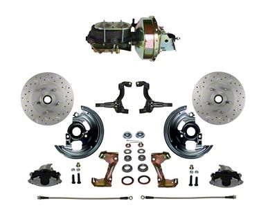 LEED Brakes Power Front Disc Brake Conversion Kit with 9-Inch Brake Booster, Bottom Mount Valve and MaxGrip XDS Rotors; Zinc Plated Calipers (67-69 Camaro w/ Front Disc & Rear Drum Brakes)