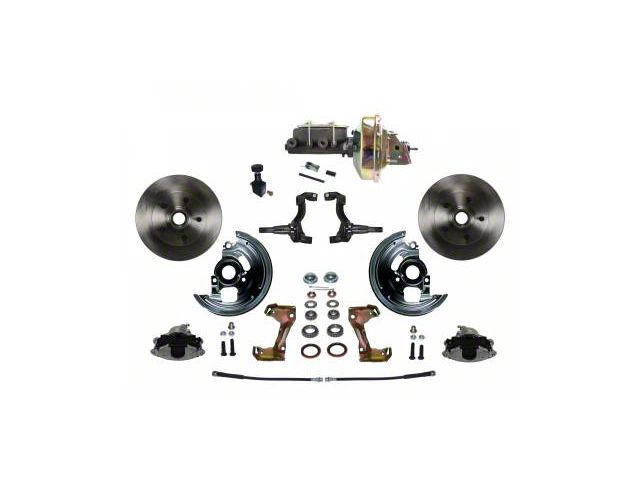 LEED Brakes Power Front Disc Brake Conversion Kit with 9-Inch Brake Booster, Adjustable Proporting Valve and Vented Rotors; Zinc Plated Calipers (67-69 Camaro)