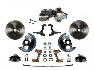 LEED Brakes Power Front Disc Brake Conversion Kit with 9-Inch Brake Booster, Side Mount Valve and Vented Rotors; Zinc Plated Calipers (67-69 Camaro w/ 4-Wheel Disc Brakes)