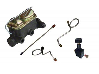 LEED Brakes 1-Inch Dual Bowl Master Cylinder Kit with Lines and Adjustable Valve; Natural Finish (67-69 Mustang)