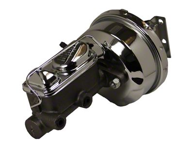 LEED Brakes 7-Inch Single Power Brake Booster with 1-Inch Dual Bore Master Cylinder; Chrome Finish (64-66 Mustang w/ Front Disc Brakes)