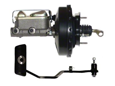 LEED Brakes 9-Inch Single Power Brake Booster with 1-Inch Dual Bore Master Cylinder and Brake Pedal; Black Finish (67-70 Mustang w/ Automatic Transmission)