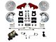 LEED Brakes Manual Front Disc Brake Conversion Kit with Master Cylinder, Adjustable Valve and MaxGrip XDS Rotors; Red Calipers (71-73 Mustang w/ Front Drum Brakes)