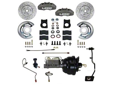 LEED Brakes MaxGrip Lite 4-Piston Manual Front Disc Brake Conversion Kit with MaxGrip XDS Rotors; Anodized Calipers (1970 Mustang w/ Manual Transmission & Front Drum Brakes)