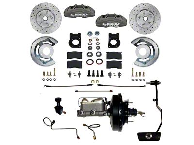 LEED Brakes MaxGrip Lite 4-Piston Power Front Disc Brake Conversion Kit with MaxGrip XDS Rotors; Anodized Calipers (67-69 Mustang w/ Automatic Transmission & 5-Lug)