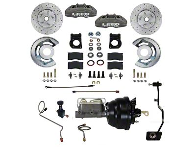 LEED Brakes MaxGrip Lite 4-Piston Power Front Disc Brake Conversion Kit with MaxGrip XDS Rotors; Anodized Calipers (67-69 Mustang w/ Manual Transmission & 5-Lug)