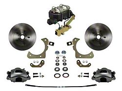 LEED Brakes Manual Front Disc Brake Conversion Kit with Side Mount Valve and Vented Rotors; Zinc Plated Calipers (55-57 150, 210, Bel Air, Nomad w/ Front Disc & Rear Drum Brakes)