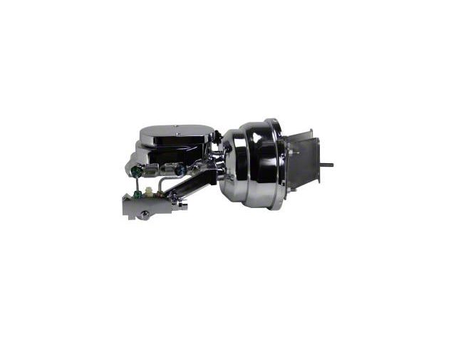 LEED Brakes Compact-10 Series 8-Inch Dual Power Brake Booster with 1-1/8-Inch Dual Bore Master Cylinder and Side Mount Valve; Chrome Finish (67-72 Blazer, C10, Jimmy, K10 w/ 4-Wheel Disc Brakes)