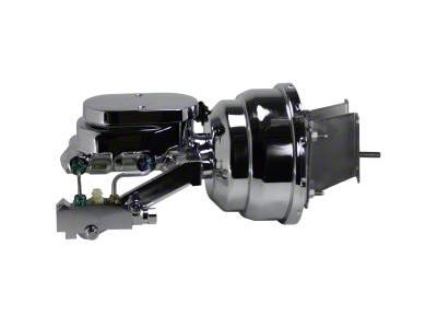 LEED Brakes Compact-10 Series 8-Inch Dual Power Brake Booster with 1-1/8-Inch Dual Bore Master Cylinder and Side Mount Valve; Chrome Finish (67-72 Blazer, C10, Jimmy, K10 w/ 4-Wheel Disc Brakes)