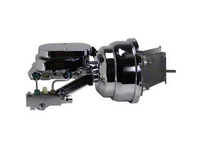 LEED Brakes Compact-10 Series 8-Inch Dual Power Brake Booster with 1-1/8-Inch Dual Bore Master Cylinder and Side Mount Valve; Chrome Finish (67-72 Blazer, C10, Jimmy, K10 w/ Front Disc & Rear Drum Brakes)